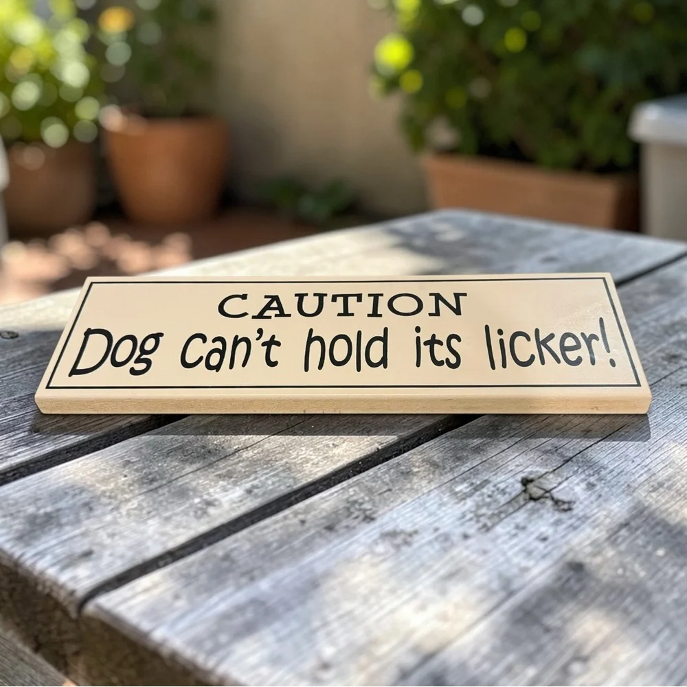 🐾 Funny Dog Warning Sign - “Caution: Dog Can’t Hold Its Licker!”🐾